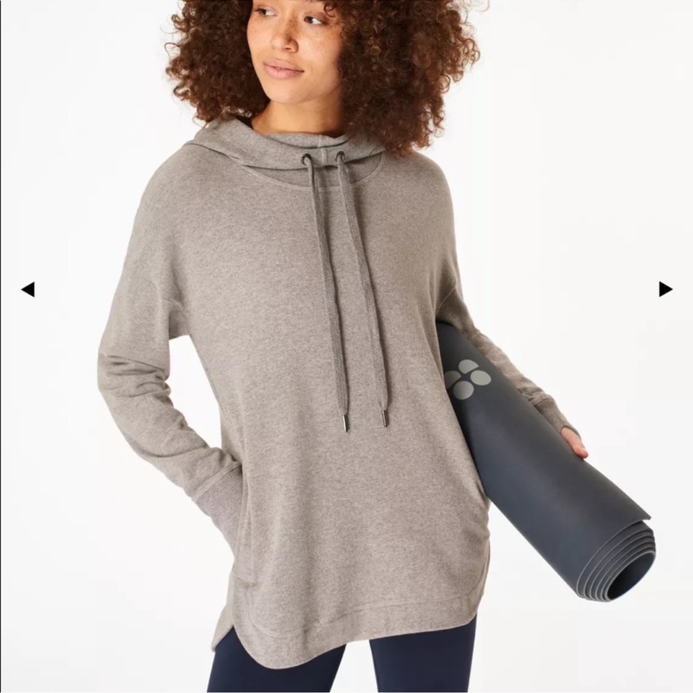 Sweaty Betty Escape Luxe Fleece Hoodie in Light Grey Marl Sz XS